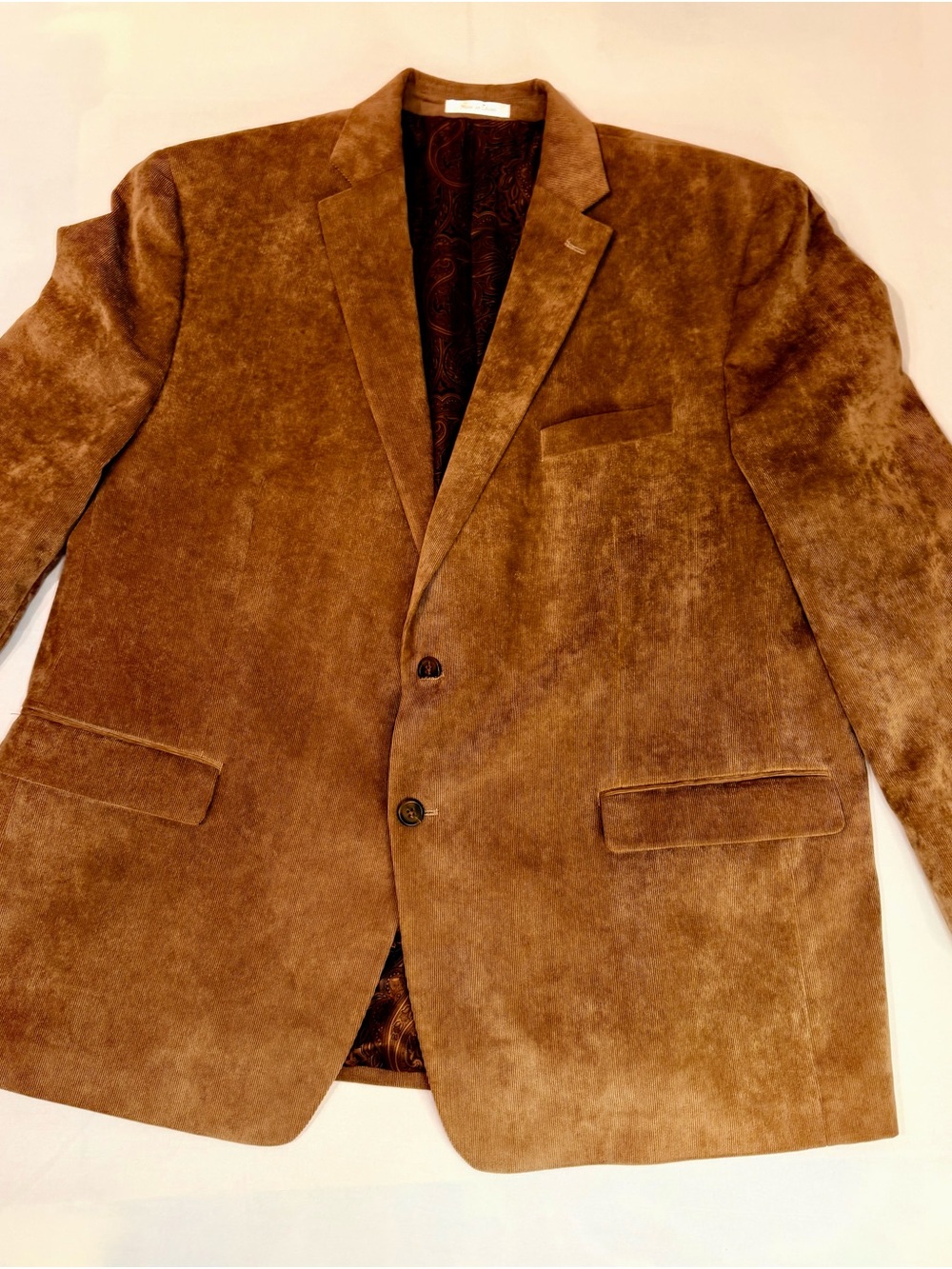 Chaps Blazer Men's 50R Tan/Beige Corduroy 2 Button Sport Coat Jacket Suede-like - Picture 2 of 15